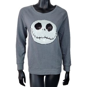 Disney Jack Skeleton Nightmare Before Christmas Halloween Sequin Pullover Small